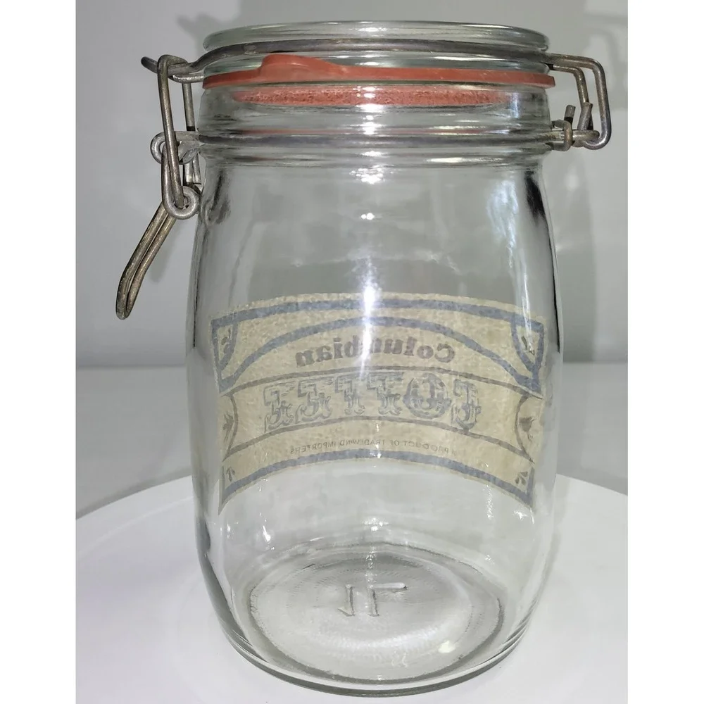Tradewind Importers Coffee Jar 1L Clear Vintage Wire Bail Glass